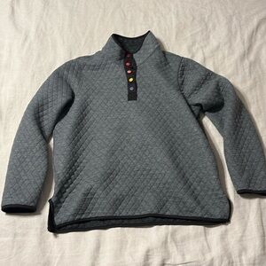 Marine Layer quilted reversible pullover with rainbow buttons